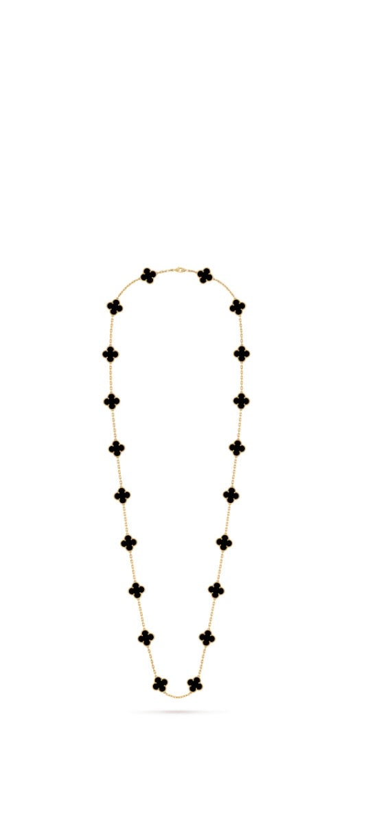 Vintage Alhambra long necklace, 20 motifs
18K rose gold plated Onyx