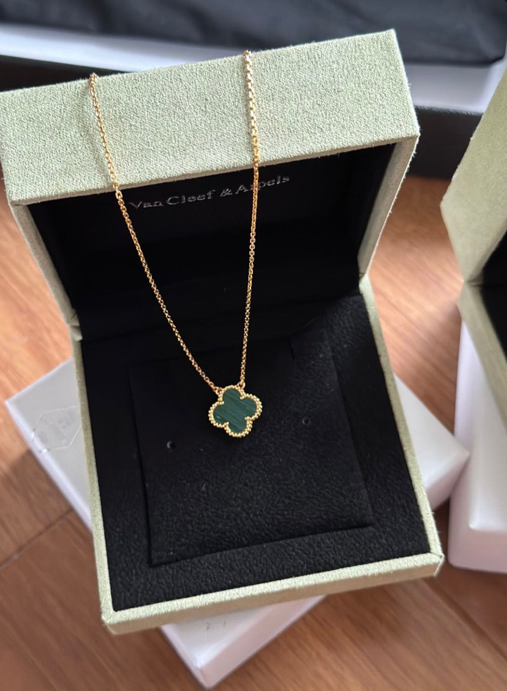 Vintage Alhambra Malachite 18k gold plated Necklace