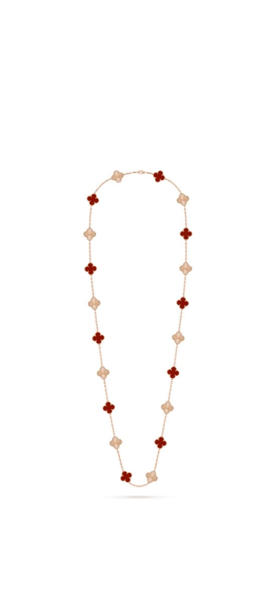Vintage Alhambra long necklace, 20 motifs
18K rose gold plated Carnelian