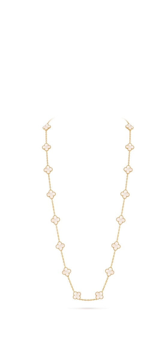 Vintage Alhambra long necklace, 20 motifs
18K goldpleted Mother-of-pearl