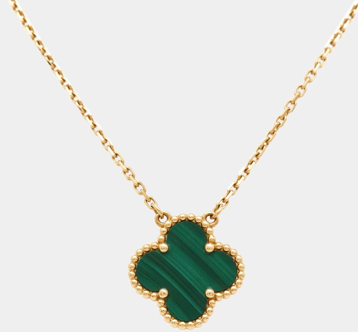 Vintage Alhambra Malachite 18k gold plated Necklace