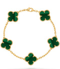 Vintage Alhambra bracelet, 5 motifs
18K rose gold plated Malachite