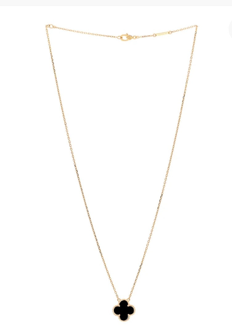 VAN CLEEF & ARPELS
18K Yellow Gold plated 925 Black Onyx Vintage Alhambra Pendant
Necklace