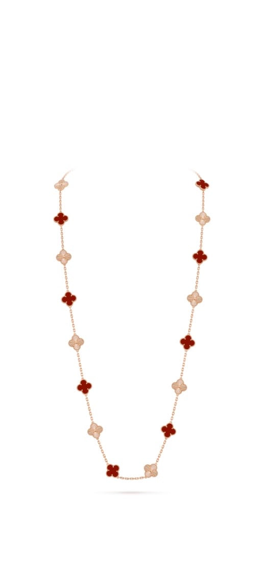 Vintage Alhambra long necklace, 20 motifs
18K rose gold plated Carnelian