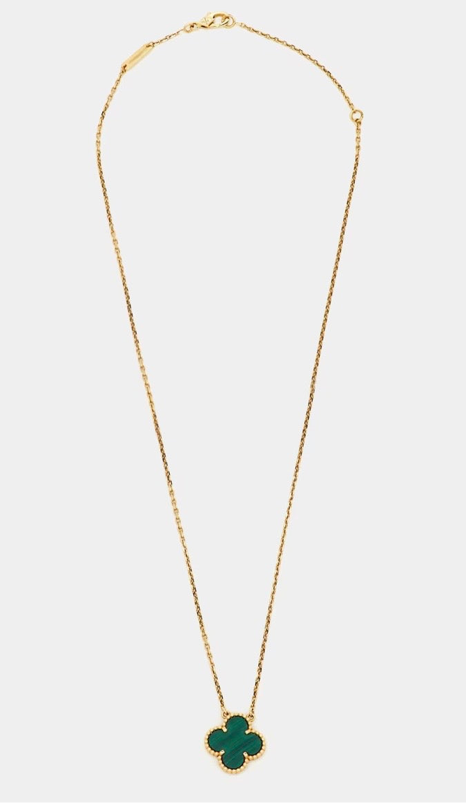 Vintage Alhambra Malachite 18k gold plated Necklace