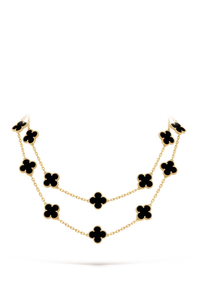 Vintage Alhambra long necklace, 20 motifs
18K rose gold plated Onyx